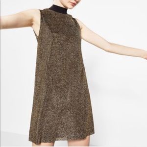 Zara NWT Gold Mini Dress
